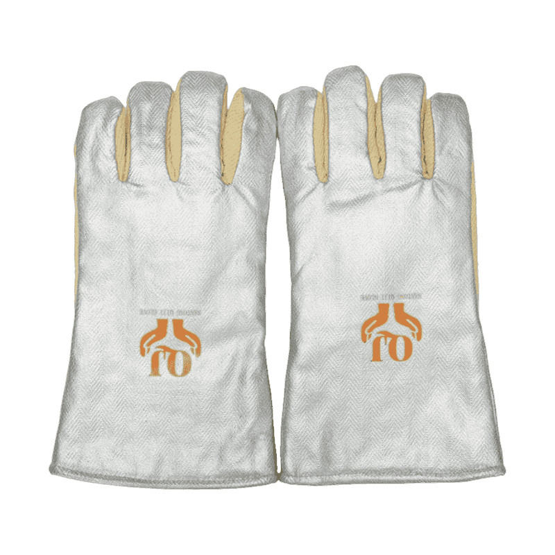 Guante de protección al calor de aramida aluminizada Guante de protección al calor de aramida aluminizada