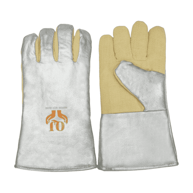 Guante de protección al calor de aramida aluminizada Guante de protección al calor de aramida aluminizada